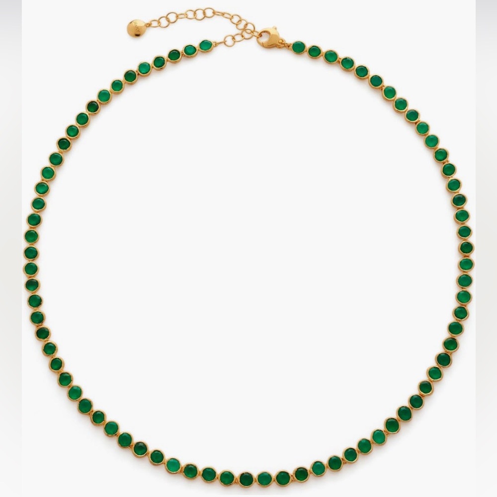 ‼️SOLD!!‼️Monica Vinader x Kate Young Green Onyx Tennis Necklace 18K Vermeil